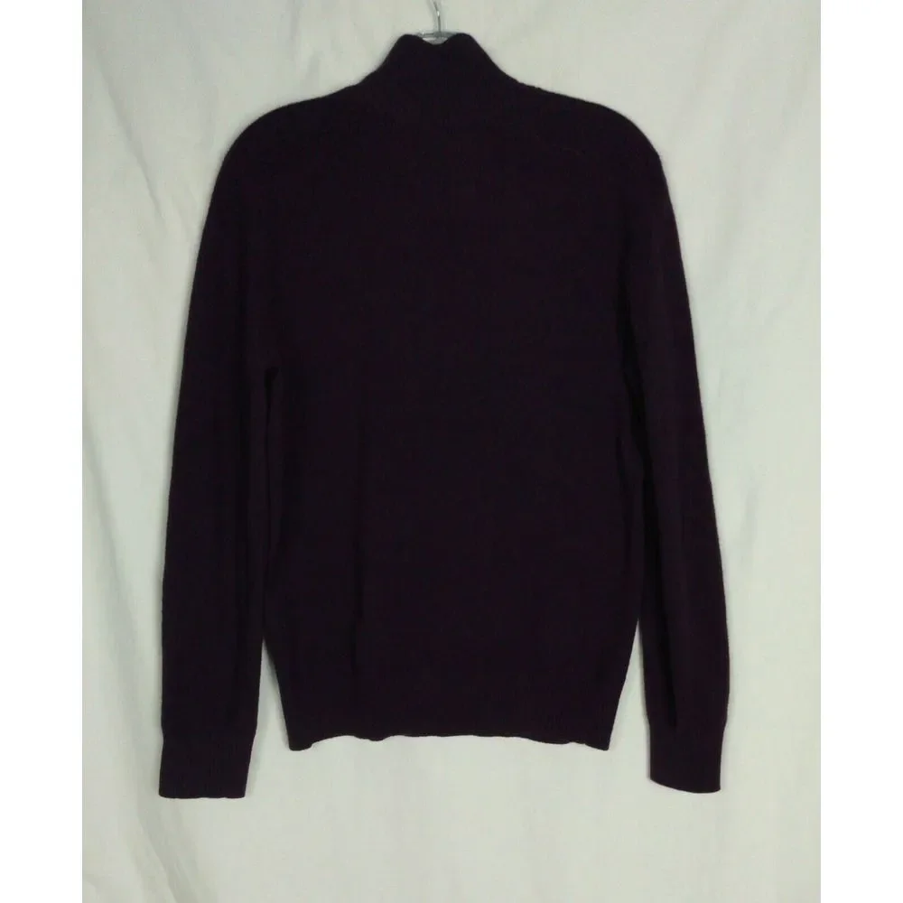 Banana Republic Men's Medium 1/4 Zip Sweater‎ Italian Yarn Wool Blend Purple